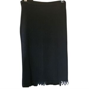GRACE by  DANE LEWIS Elegant Black Knit Skirt with Lace Trim